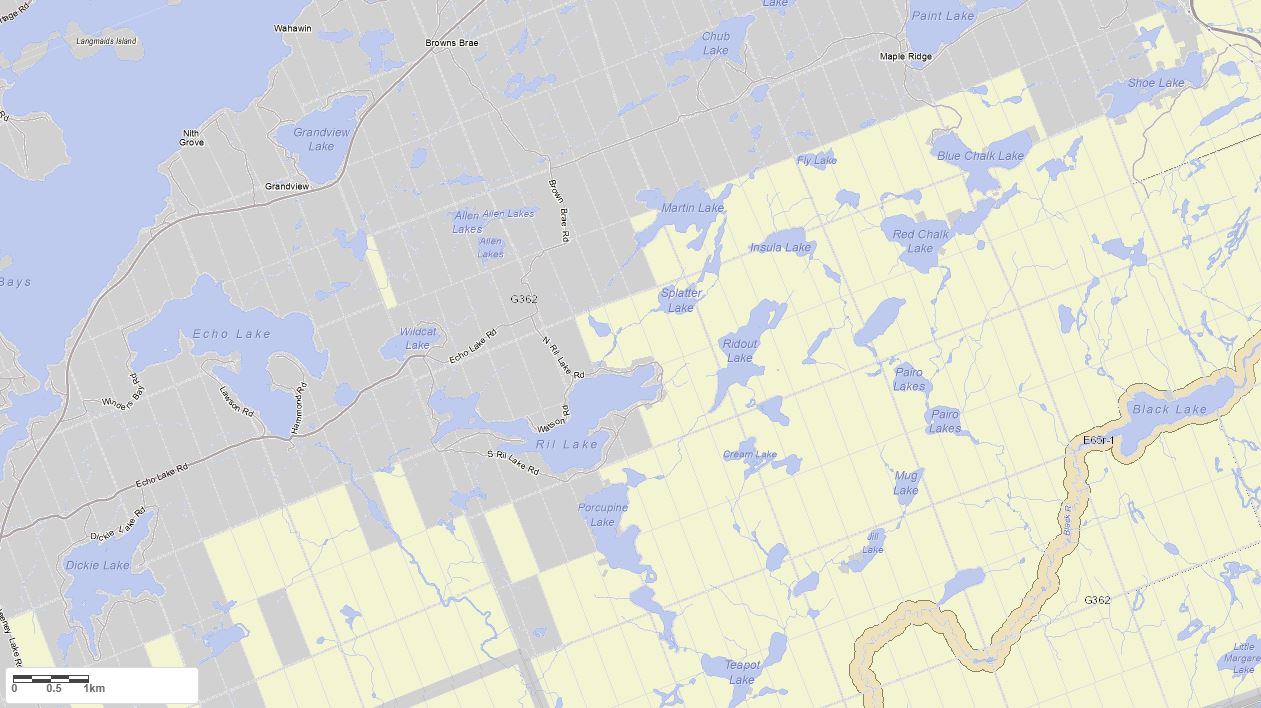 Crown Land Map of Wildcat Lake in Municipality of Lake of Bays and the District of Muskoka